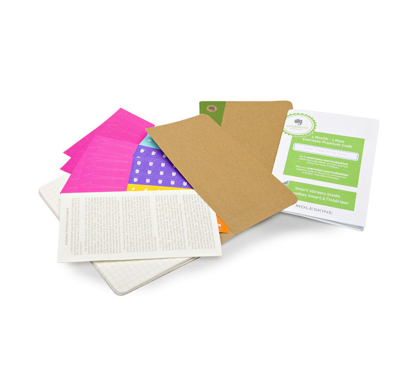 Moleskine Evernote Smart Notebook with Stickers - 2-Pack Journal Set for Note Taking, Planning & Creative Writing | Perfect for Work, School & Travel Organization