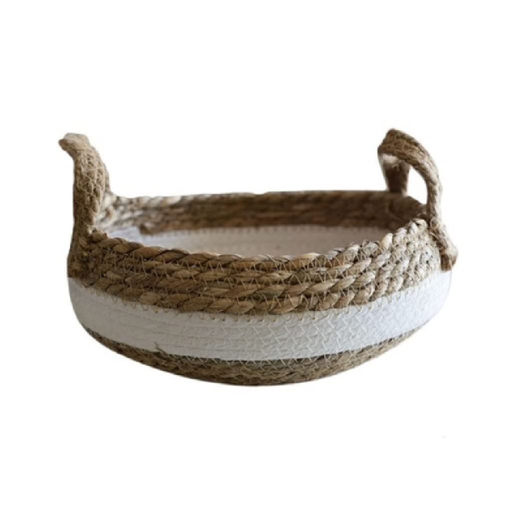 Hand-Woven Round Rattan Wicker Storage Basket with Handle - 11 Inch Natural Woven Basket for Fruits, Bread, Snacks & Home Organization - Perfect for Kitchen, Pantry & Living Room Decor