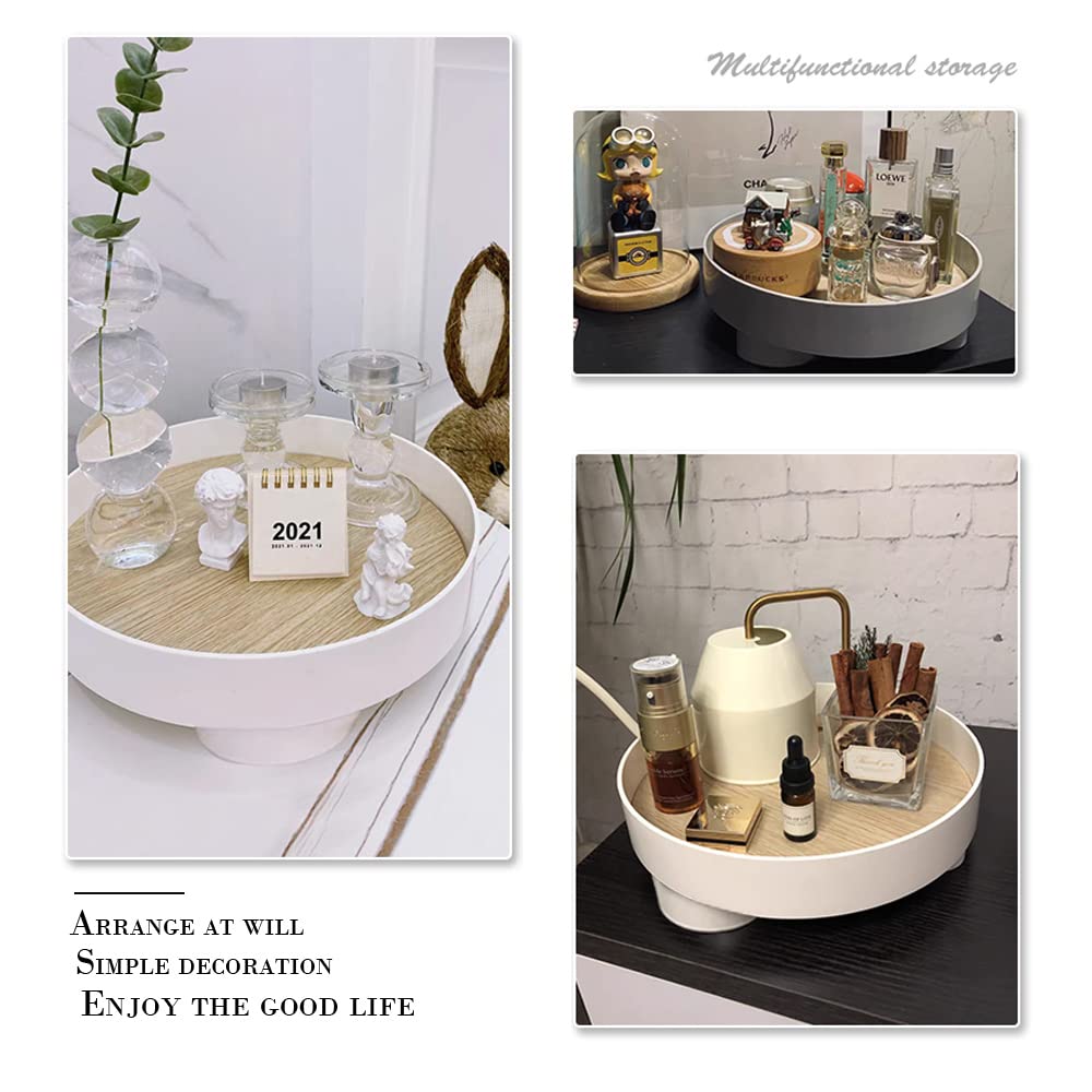Round Wood-Look Decorative Tray - 11.6