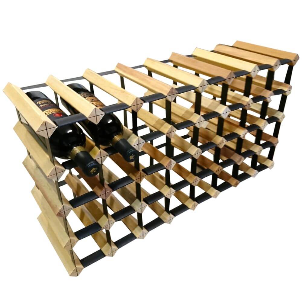 32-Pocket Mahogany Wine Rack for Home Bar - Vino Stack Wine Bottle Organizer for Kitchen, Dining Room & Wine Cellar Storage