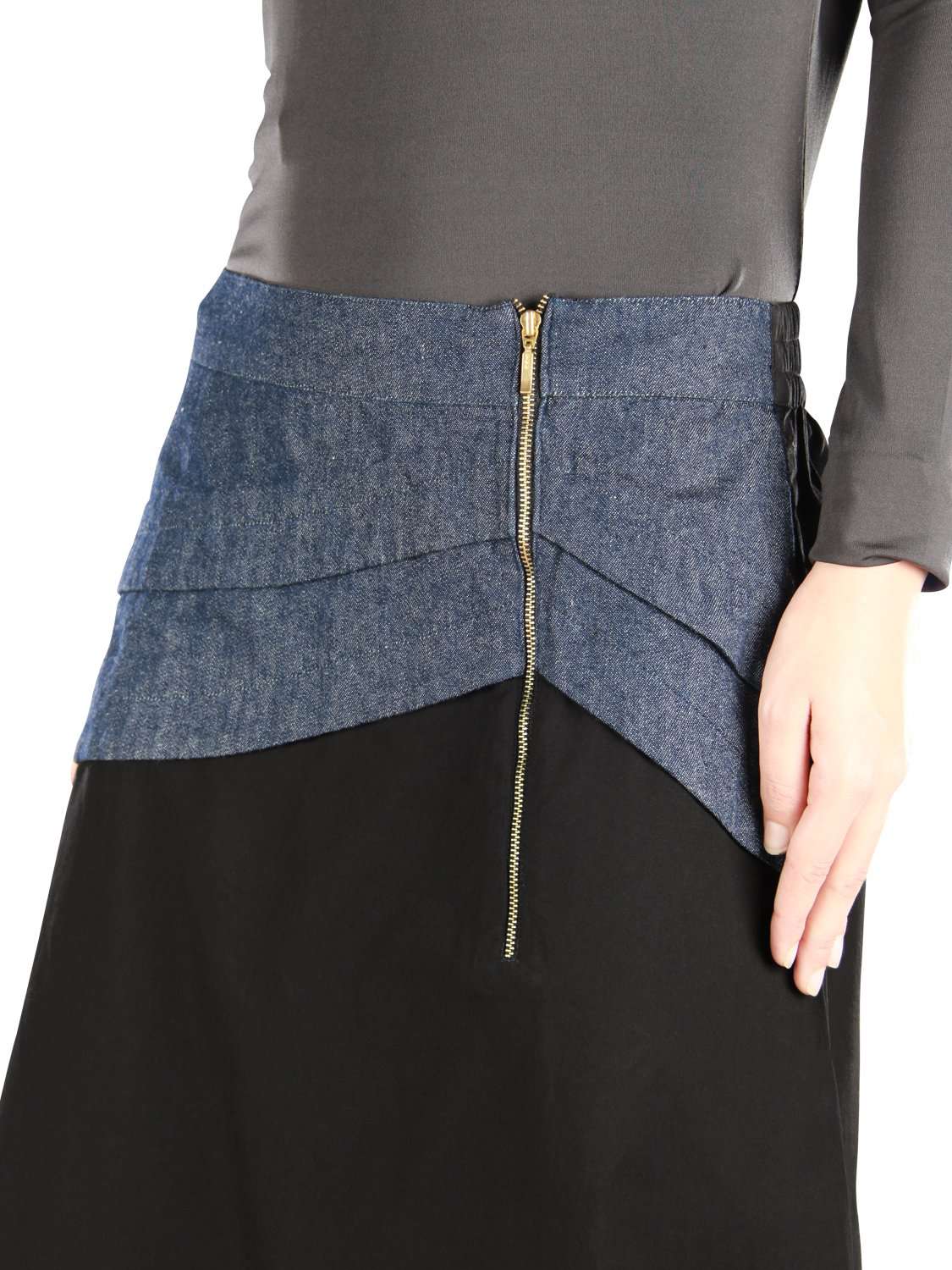 Aziz Women's Black Cotton Denim Skirt - High Waist A-Line Mini Skirt for Casual Wear & Street Style Outfits