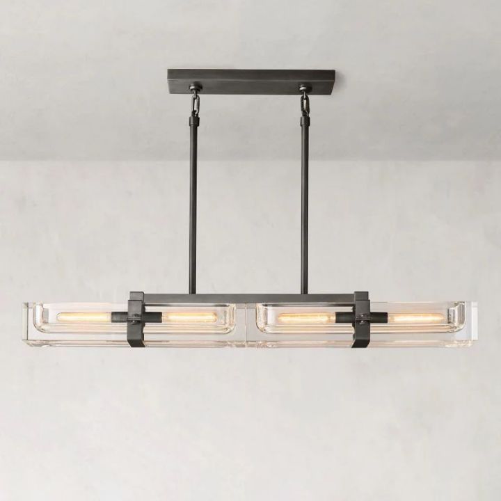 Eloise 48-Inch Linear Chandelier - Modern Crystal Pendant Lighting Fixture for Dining Room, Kitchen Island & Bedroom