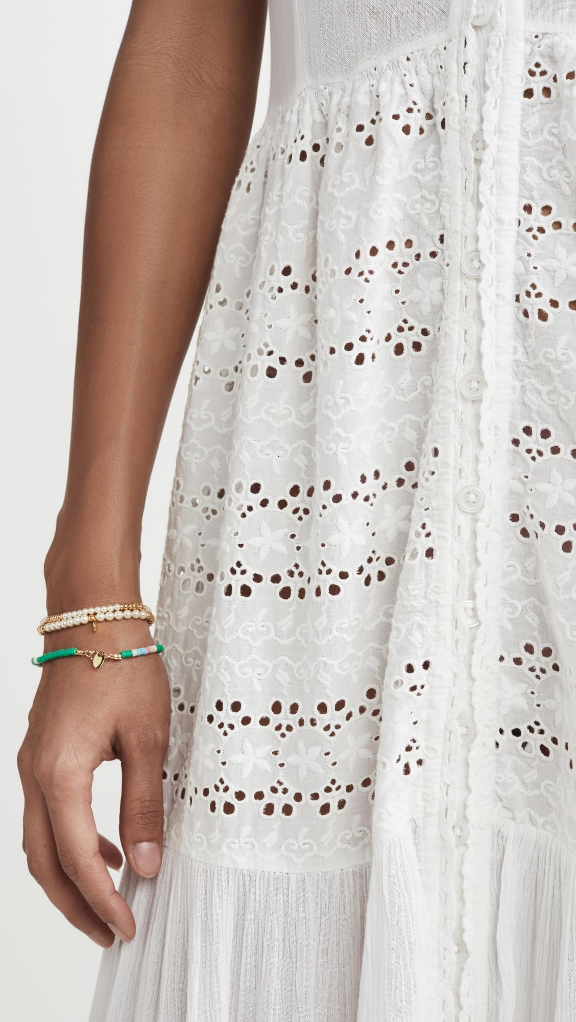 Women's Floral Eyelet Maxi Dress - Summer Boho Beach Dress for Vacation, Wedding & Casual Wear