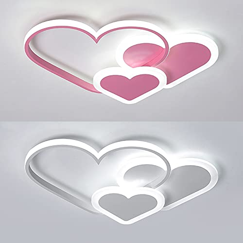 LITFAD Heart-Shaped LED Flush Mount Ceiling Light - Pink Modern Kids Room Lighting for Bedroom & Nursery, Warm White Light - Perfect for Children's Bedrooms, Playrooms & Daycare Centers