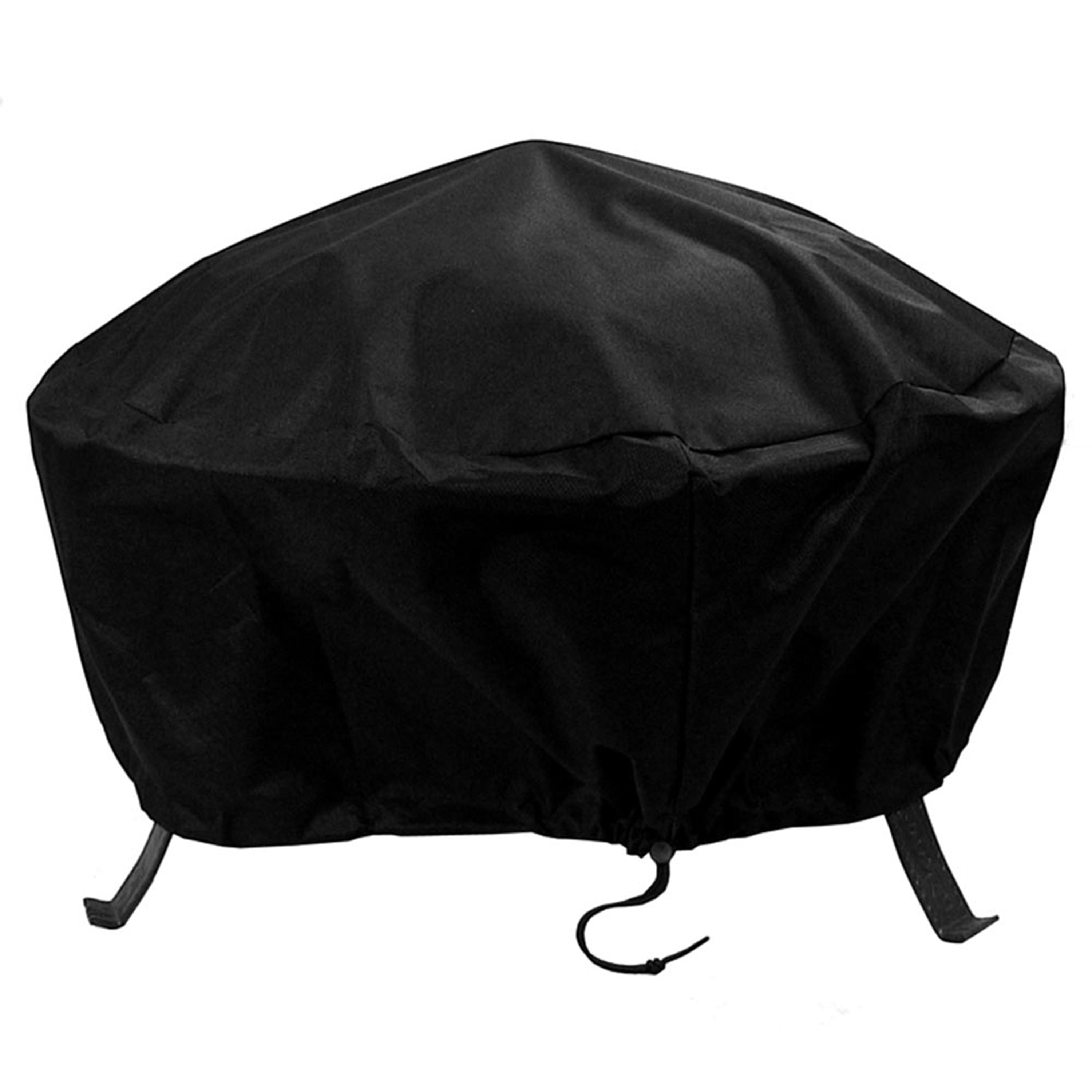Heavy Duty Round Fire Pit Cover with Drawstring Closure - Weatherproof Outdoor Fire Pit Protection for Patio, Backyard & Camping