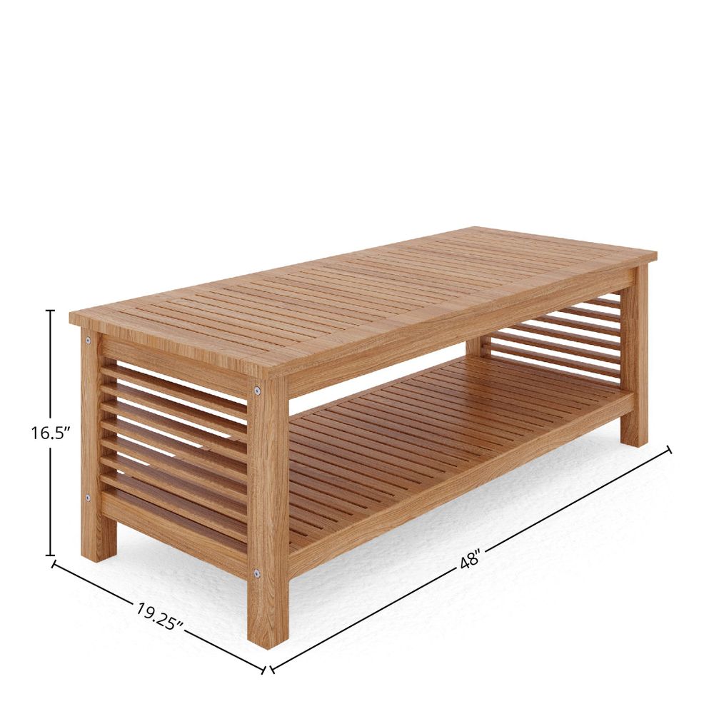 5-Piece Teak Outdoor Patio Deep Seating Set with True Blue Subrella Cushions | Durable Garden Furniture for Backyard, Poolside & Patio Relaxation