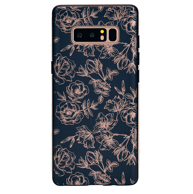 Floral Rose Gold Chrome Samsung Galaxy Phone Case - Elegant Protective Cover for Galaxy S21/S22/S23 - Perfect for Everyday Use & Special Occasions