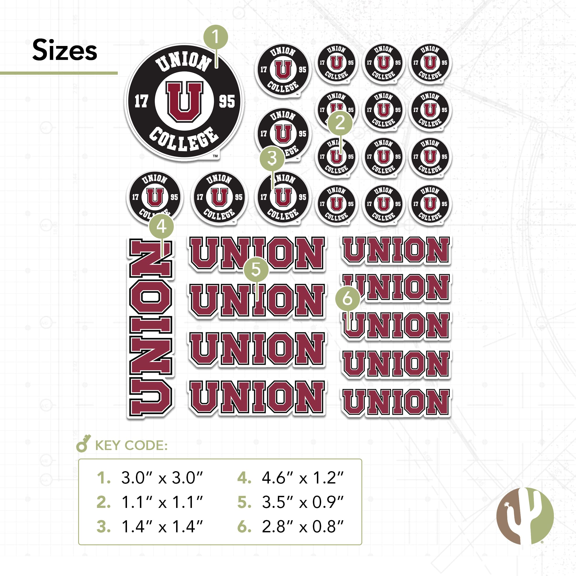 Desert Cactus Union College Dutchmen Vinyl Decals - Waterproof Stickers for Laptop, Water Bottle, Car & Scrapbook | Durable College Pride Decoration for Students & Alumni