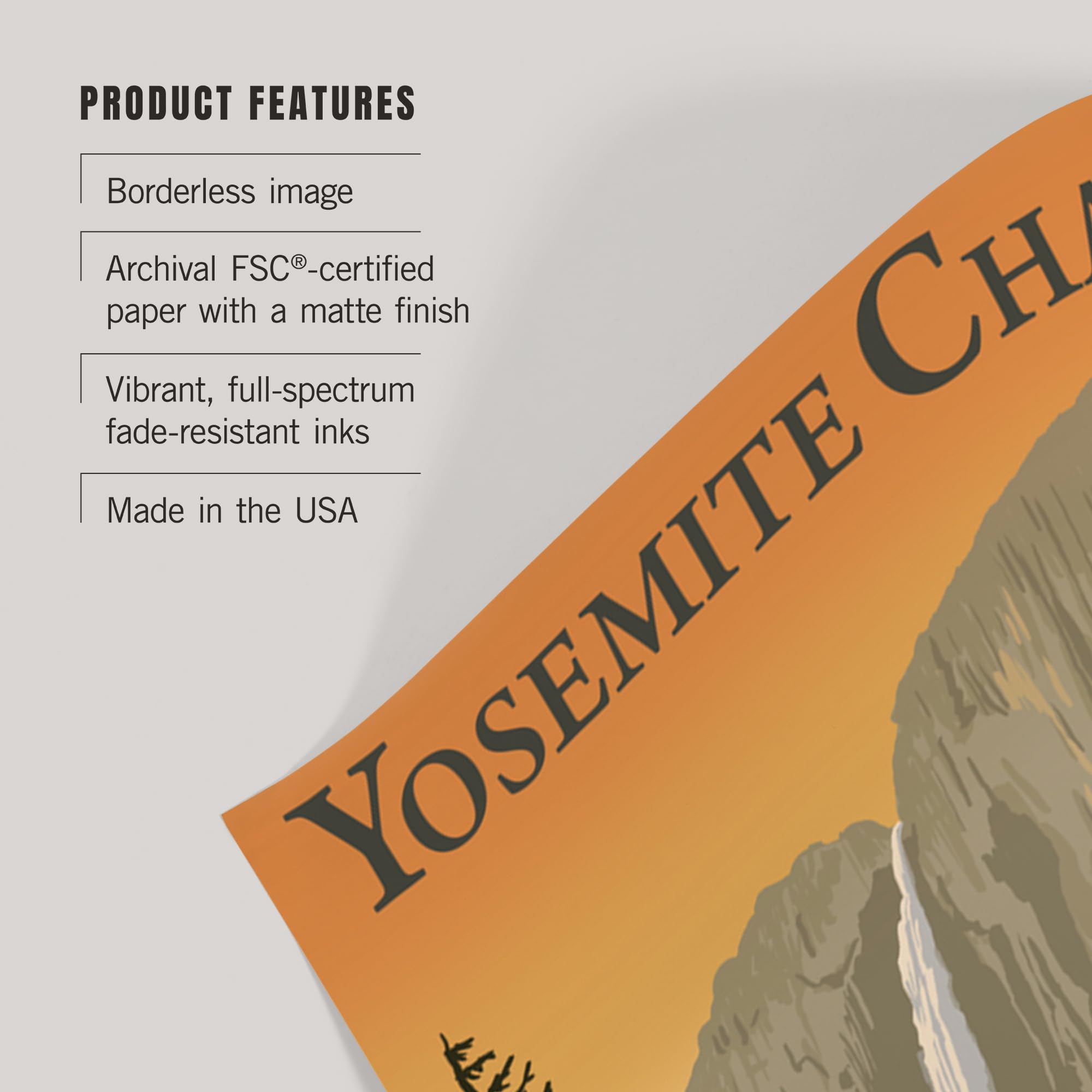 Lantern Press 16x24 Inch Premium Giclee Art Print - Yosemite Chapel & Yosemite Falls Landscape Wall Decor - Perfect for Living Room, Bedroom & Office