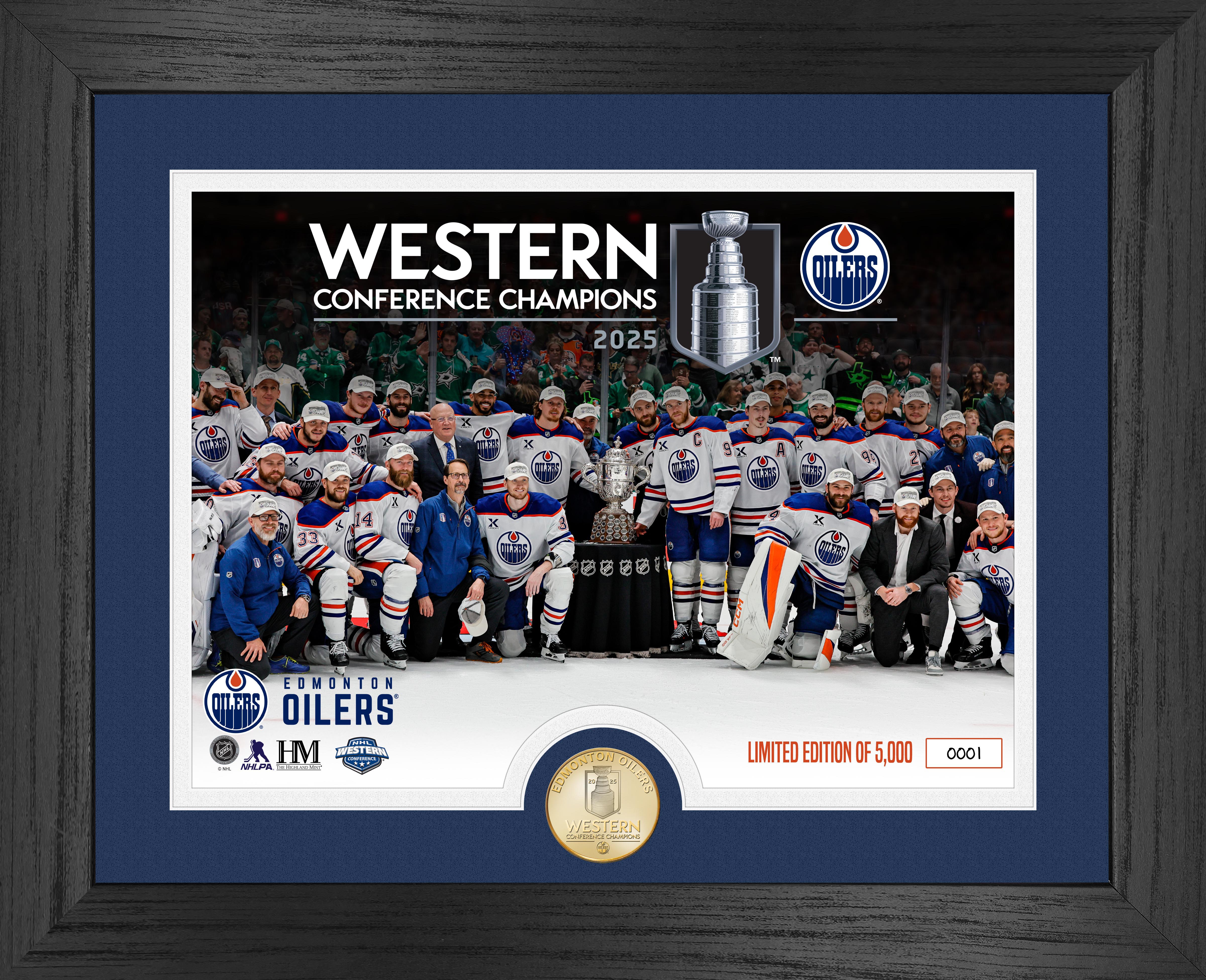 Edmonton Oilers 2025 NHL Western Conference Champions Commemorative Photo - Limited Edition Collectible for Hockey Fans, Sports Memorabilia, Man Cave Decor & Game Room Display