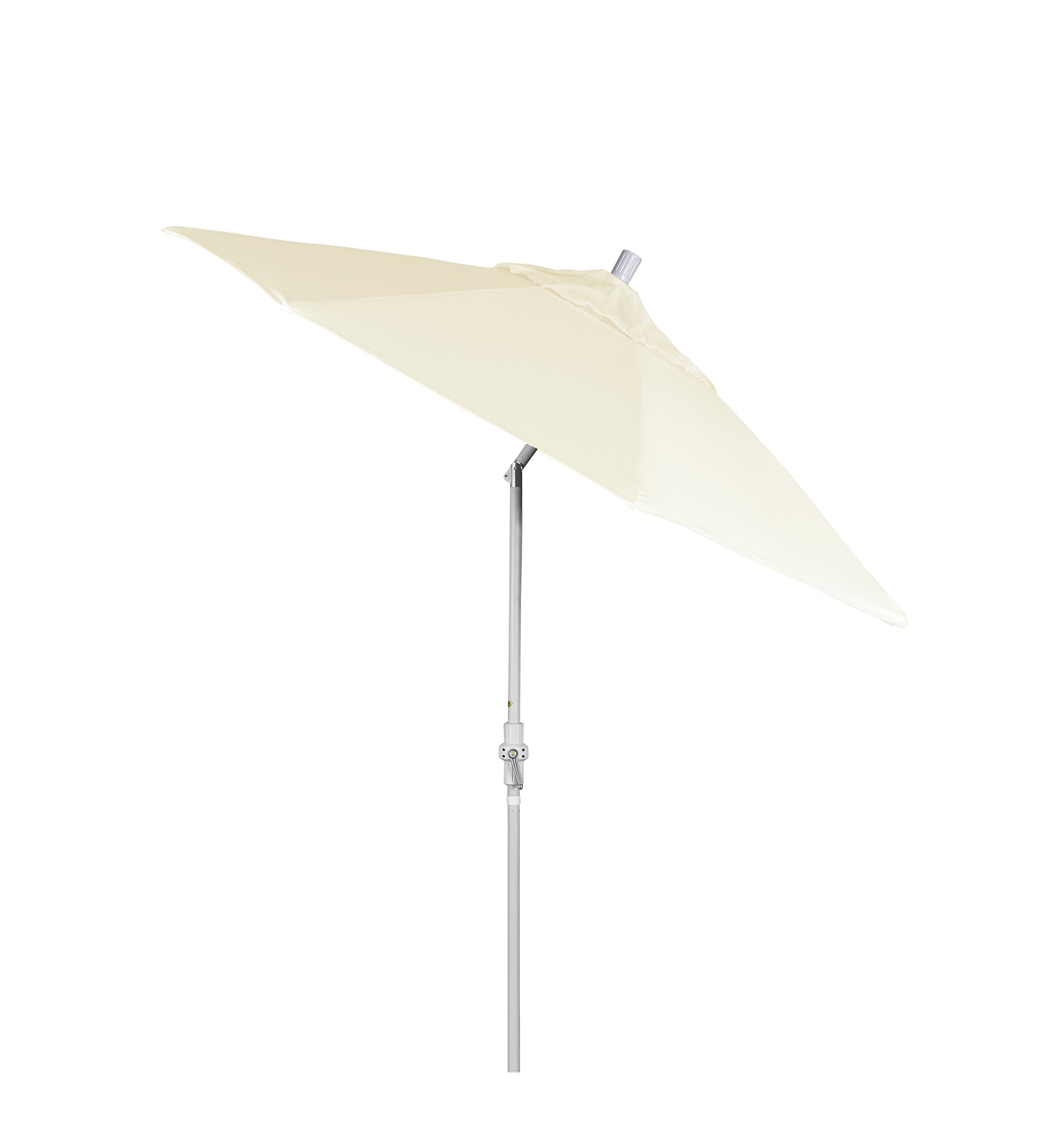 9' Round California Patio Umbrella with Crank Lift & Tilt - Aluminum Pole & Fiberglass Ribs - White Canvas for Outdoor Dining, Poolside & Garden Relaxation
