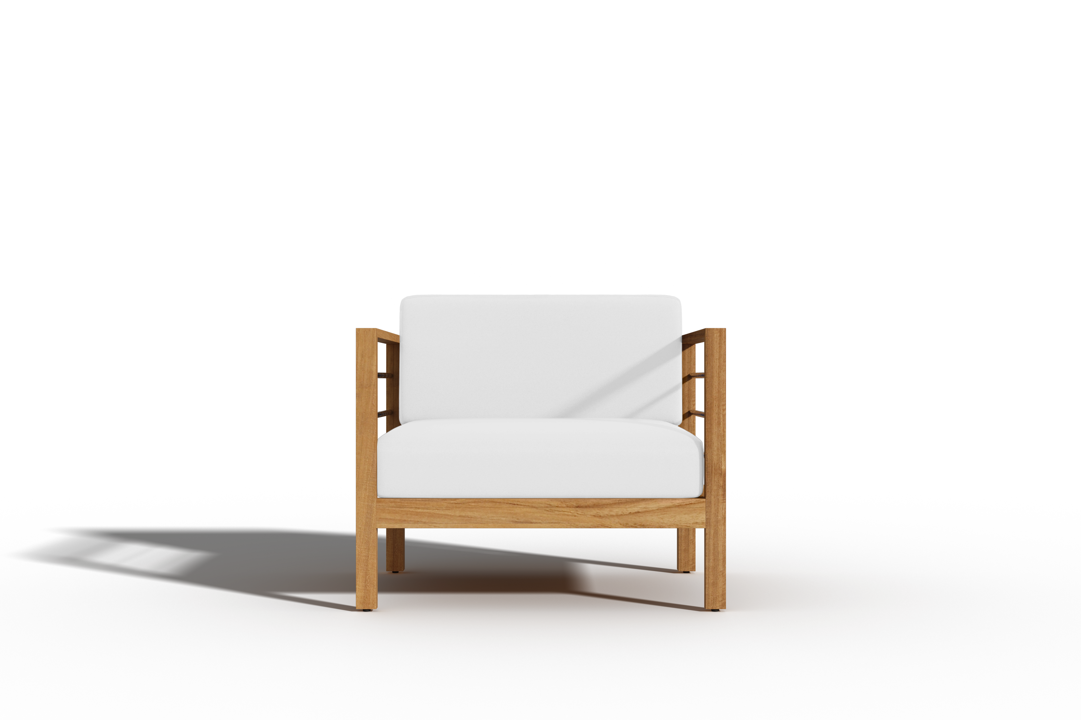 Leon 4-Piece Teak Outdoor Patio Deep Seating Set with Sunbrella White Cushions - Durable All-Weather Furniture for Backyard, Poolside & Garden Relaxation