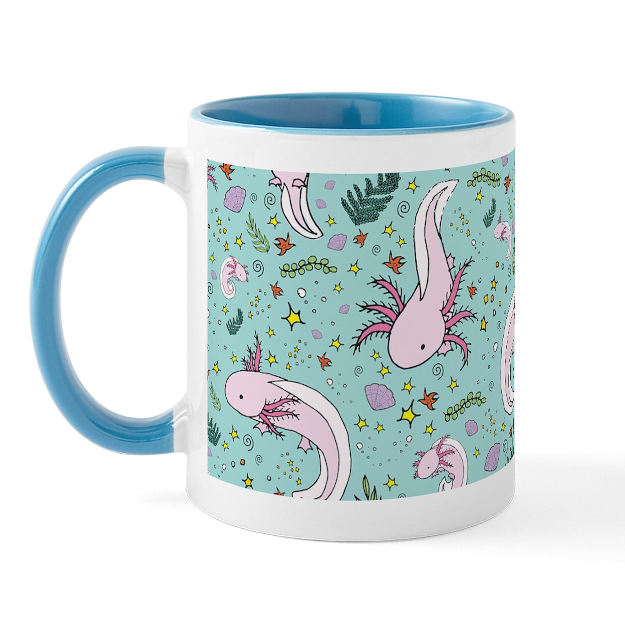 Axolotls Ceramic Coffee Mug 11 oz (325 ml) - Cute Mexican Salamander Design, Perfect for Hot & Cold Drinks - Ideal for Home, Office, or Gift Giving