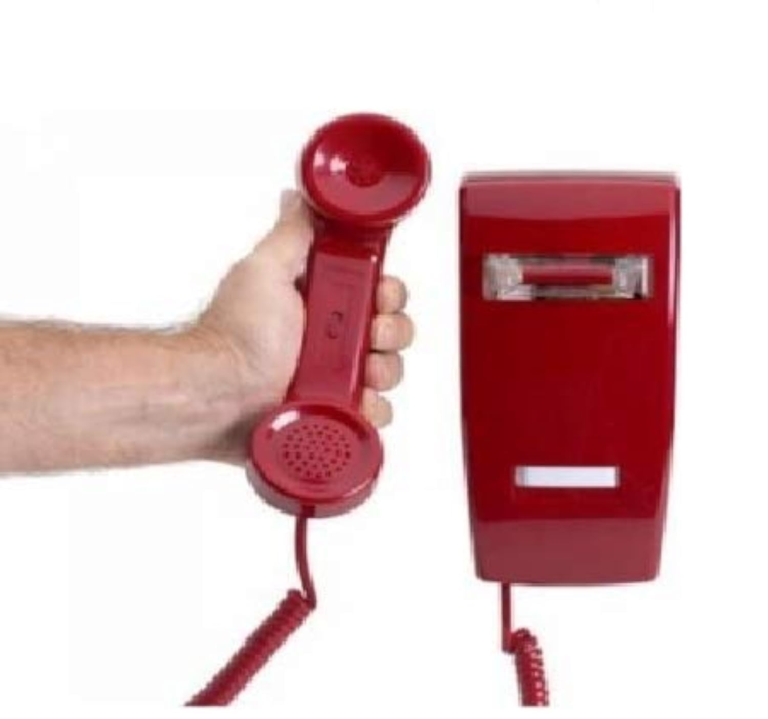 Industrial Hotline Auto Dialer Wall Telephone (No Dialpad) - Red by HQTelecom | Emergency Communication Device for Factories, Warehouses & Security Rooms
