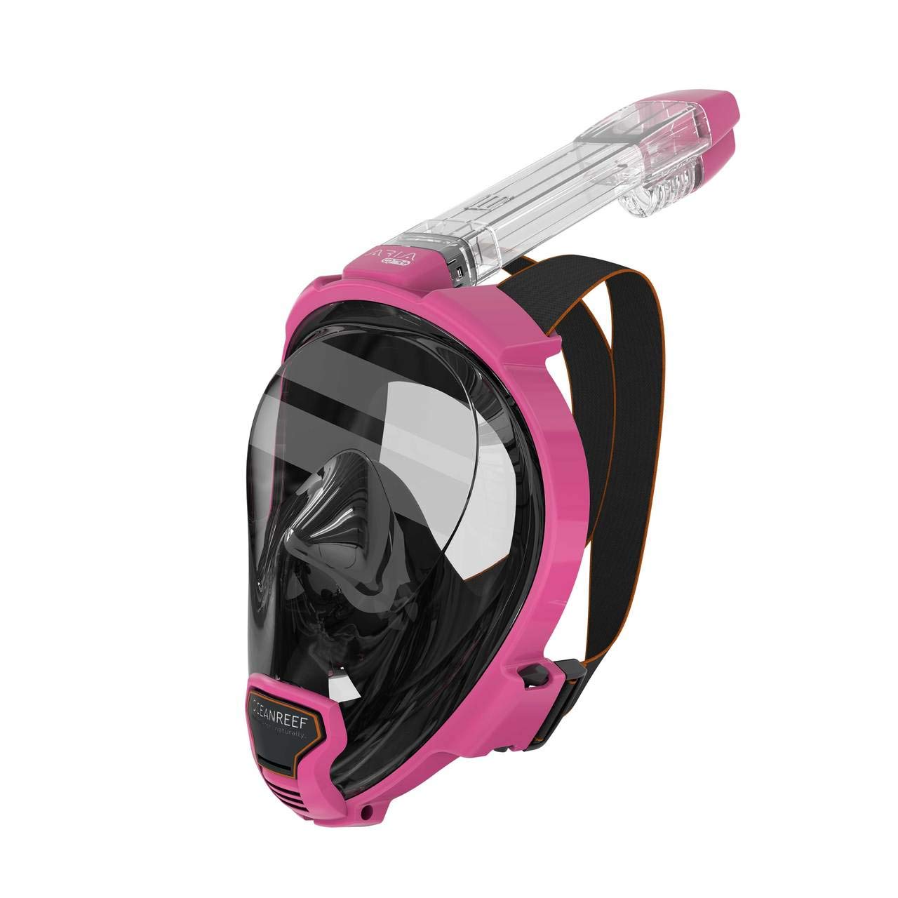 Ocean Reef Aria QR+ Full Face Snorkeling Mask with Camera Mount & Snorkie Talkie - Pink, Size S/M - Perfect for Underwater Photography & Hands-Free Communication