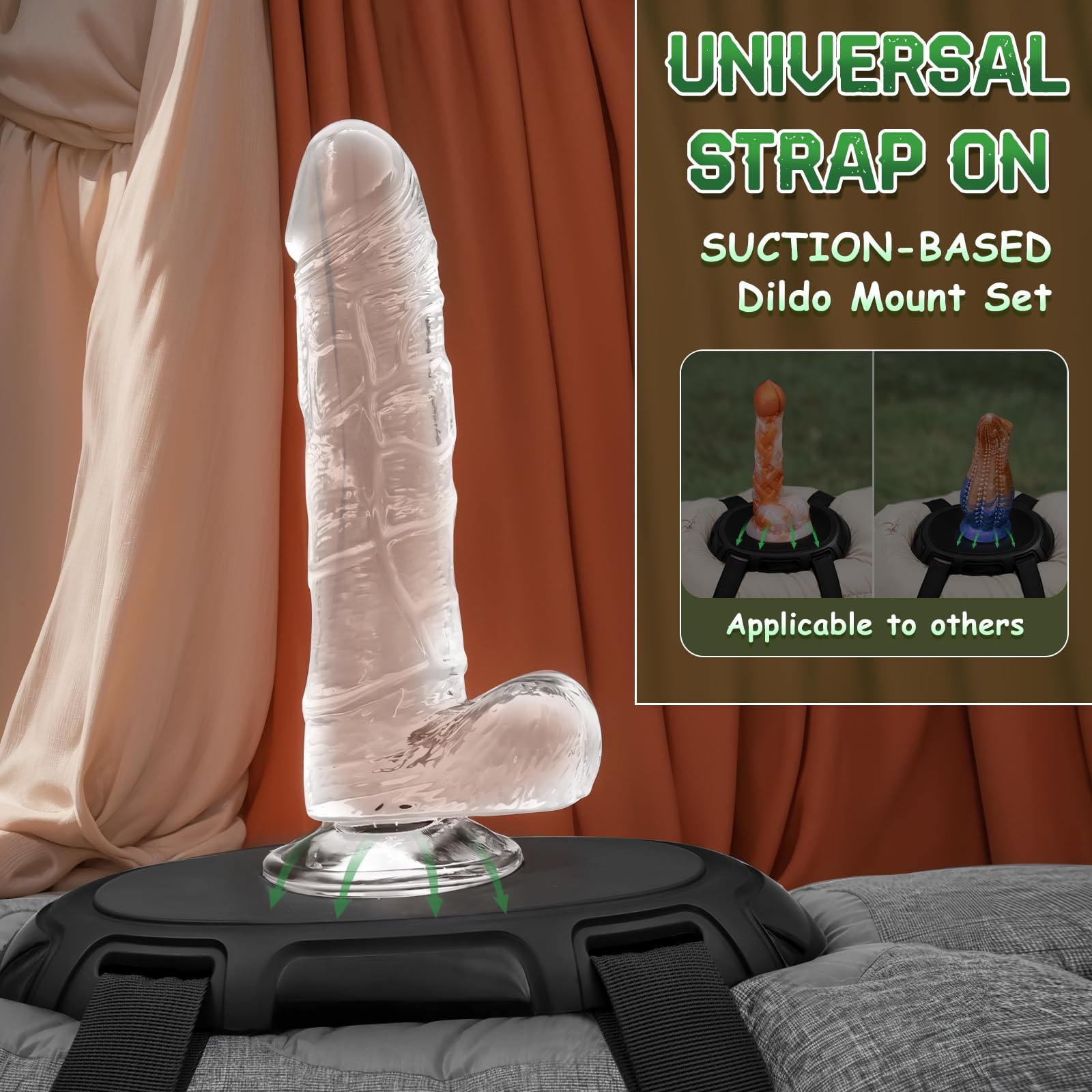 Premium Suction Cup Dildo Mount Set - Hands-Free Adult Toy for Pillow, Cushion, Sex Chair & Machine | Strong Grip Base for Solo Play & Couples Use | Perfect for Bedroom, Spicing Up Relationships & BDSM Scenes