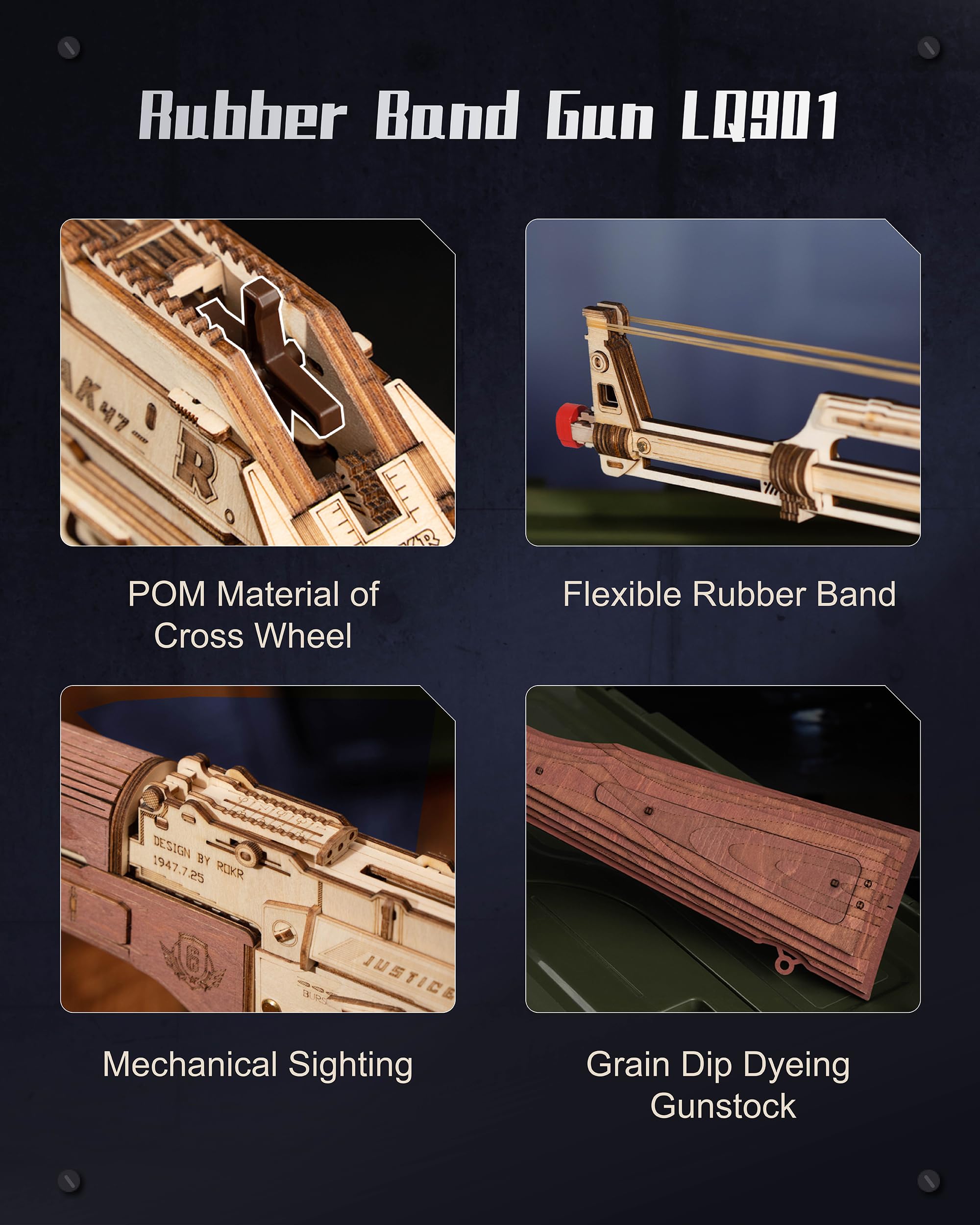RoWood 3D Wooden Puzzle Kit for Adults - DIY Model Building Set with Rubber Band Gun, Creative Assembly Toy for Teens & Adults - Perfect Gift for Home Decor, Office Stress Relief & STEM Learning Activities