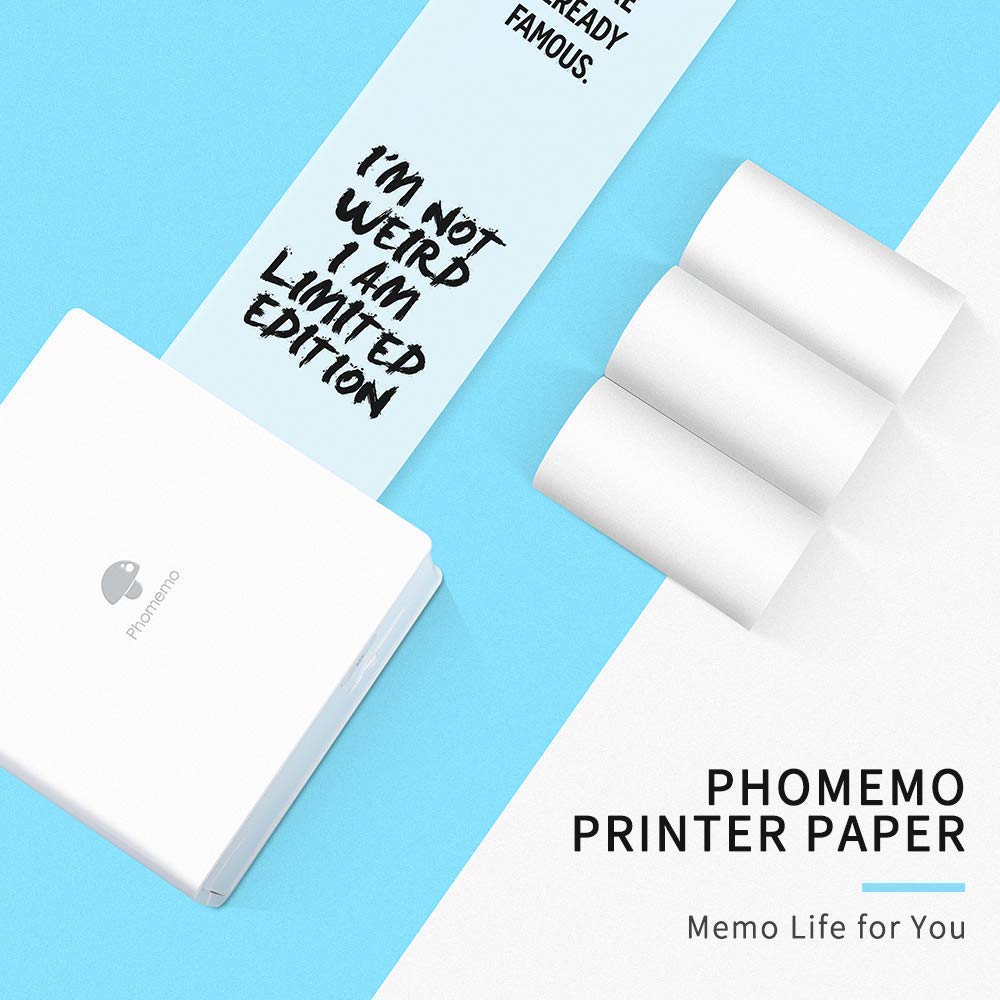 Phomemo M02 Mini Bluetooth Thermal Photo Printer - Portable Mobile Printer with 3 Rolls Transparent Sticker Paper, Compatible with iOS & Android for Planning, Journaling, Study Notes, Art Projects, Office Work & Gift Giving - Perfect for DIY Crafts, Scrapbooking & Home Organization