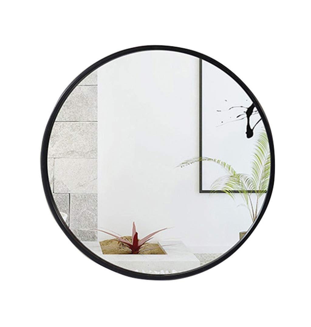 Round Wall Mirror 50cm - Black Metal Framed Bathroom Vanity Mirror, Hanging Makeup Mirror for Dressing Room & Bedroom Decor