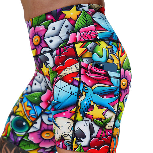 Tattoo Smash Leggings - High Waisted Yoga Pants for Women, Trendy Tattoo Print Workout Leggings - Perfect for Gym, Running, Yoga & Casual Wear
