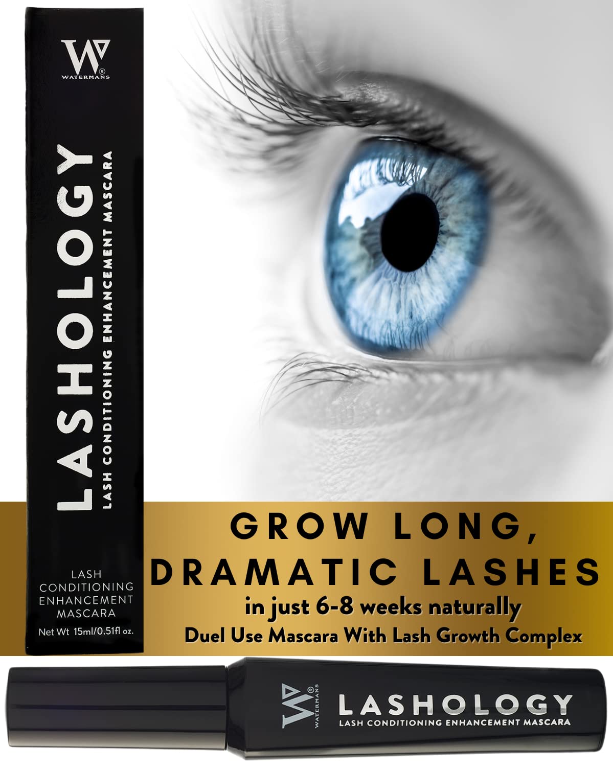 Lashology Eyelash Growth Mascara with Lash Serum - Black | Volumizing & Lengthening Mascara for Thicker, Fuller, Stronger Lashes | Perfect for Daily Use & Special Occasions