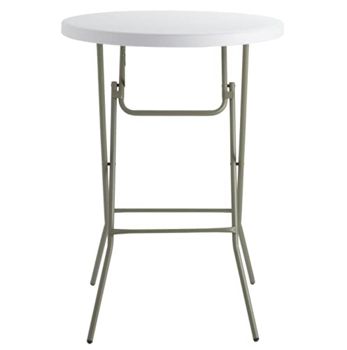 32 Inch Round Granite White Heavy-Duty Blow Molded Plastic Folding Table - Bar Height Banquet & Event Table for Parties, Picnics, Camping, Outdoor Gatherings & Home Use (PUSS-9)