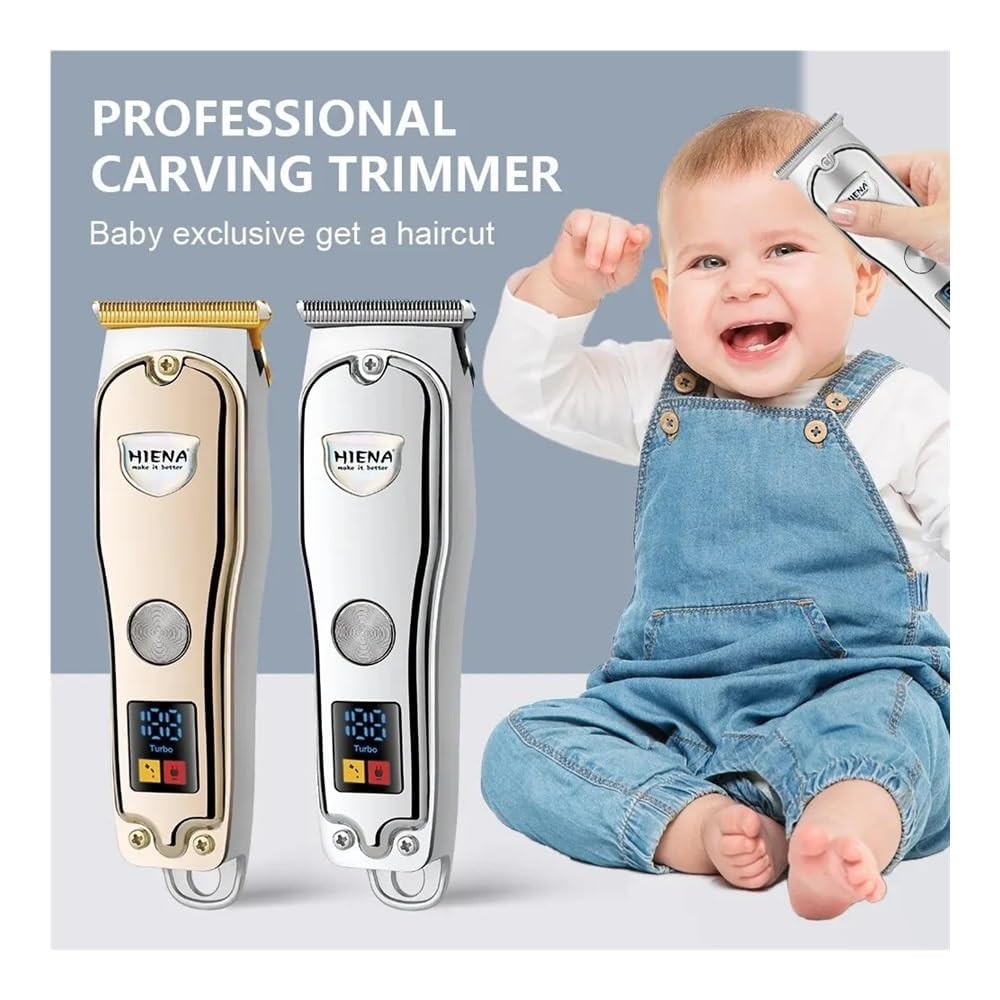 HYN-008 Professional Cordless USB Rechargeable Electric Hair Clipper & Beard Trimmer for Men - Gold | Home Barbering, Beard Grooming & Personal Hair Cutting Kit