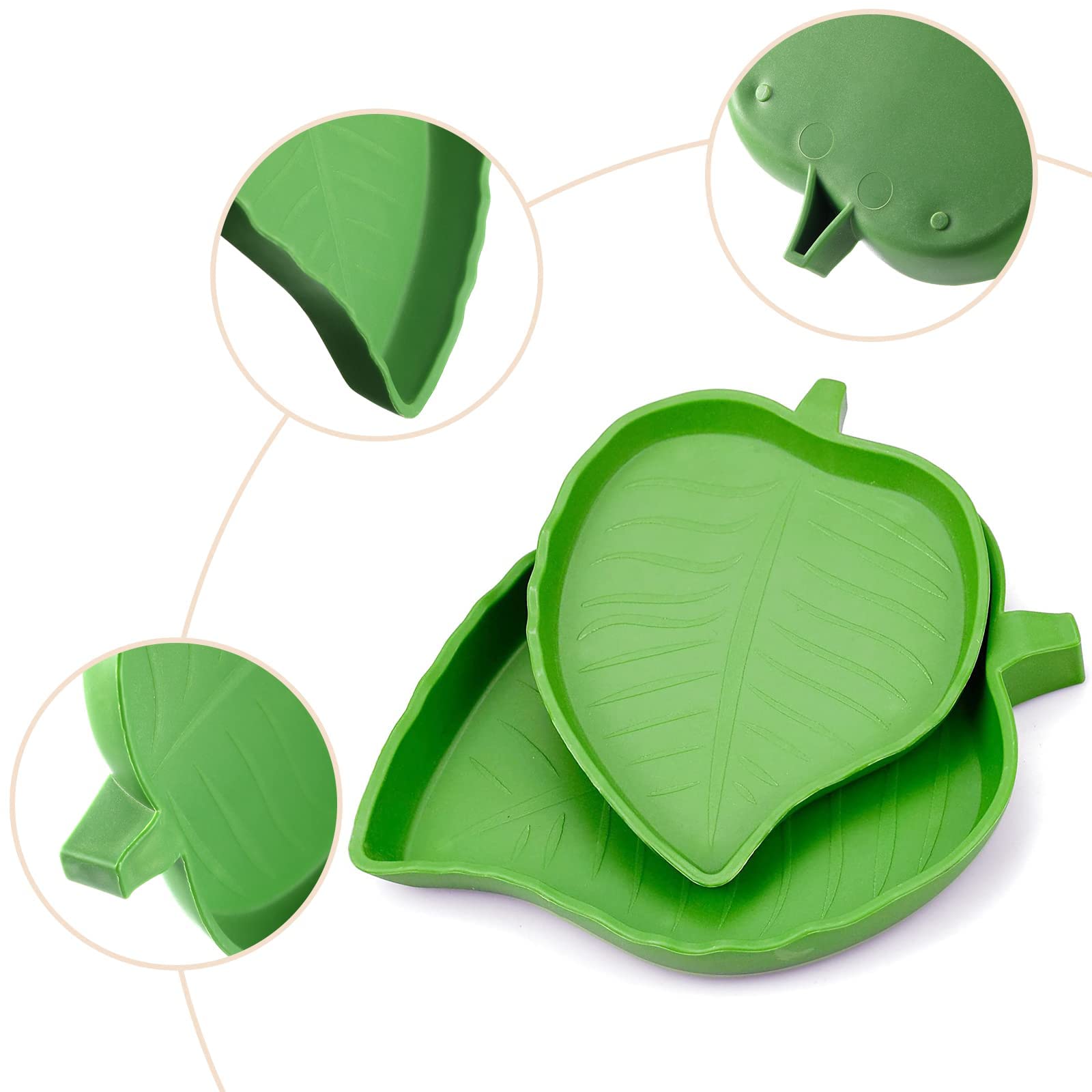 Hi.FANCY Leaf-Shaped Reptile Feeding Dish - 2 Sizes for Tortoises, Lizards, Hamsters & Snakes | Durable Plastic, Easy to Clean | Perfect for Terrariums, Habitats & Pet Feeding Stations