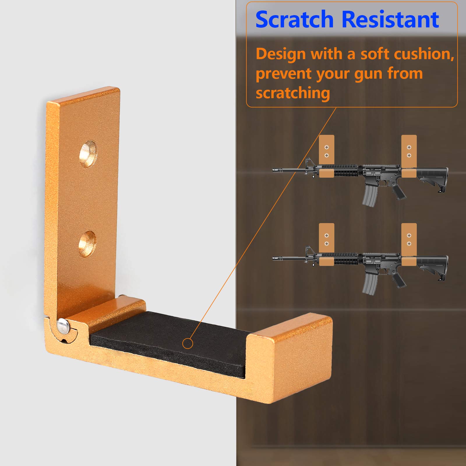 Wall Mounted Gun Rack - Folding Shotgun Hooks with Soft Padding & Scratchproof Design for Rifles, Swords & Bows | Perfect for Home Storage, Display & Organization in Gun Cabinets, Closets & Hunting Rooms