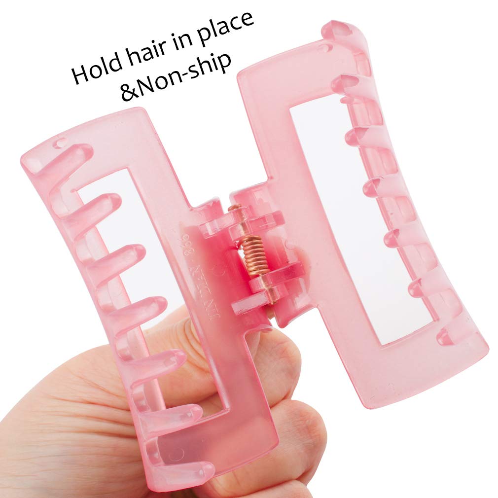 Canitor 4-Piece Pink Acrylic Banana Hair Clips Set - Non-Slip Medium Claw Jaw Clips for Thin Hair, Y2K Hair Accessories for Women & Girls - Perfect for School, Work, Parties & Everyday Styling