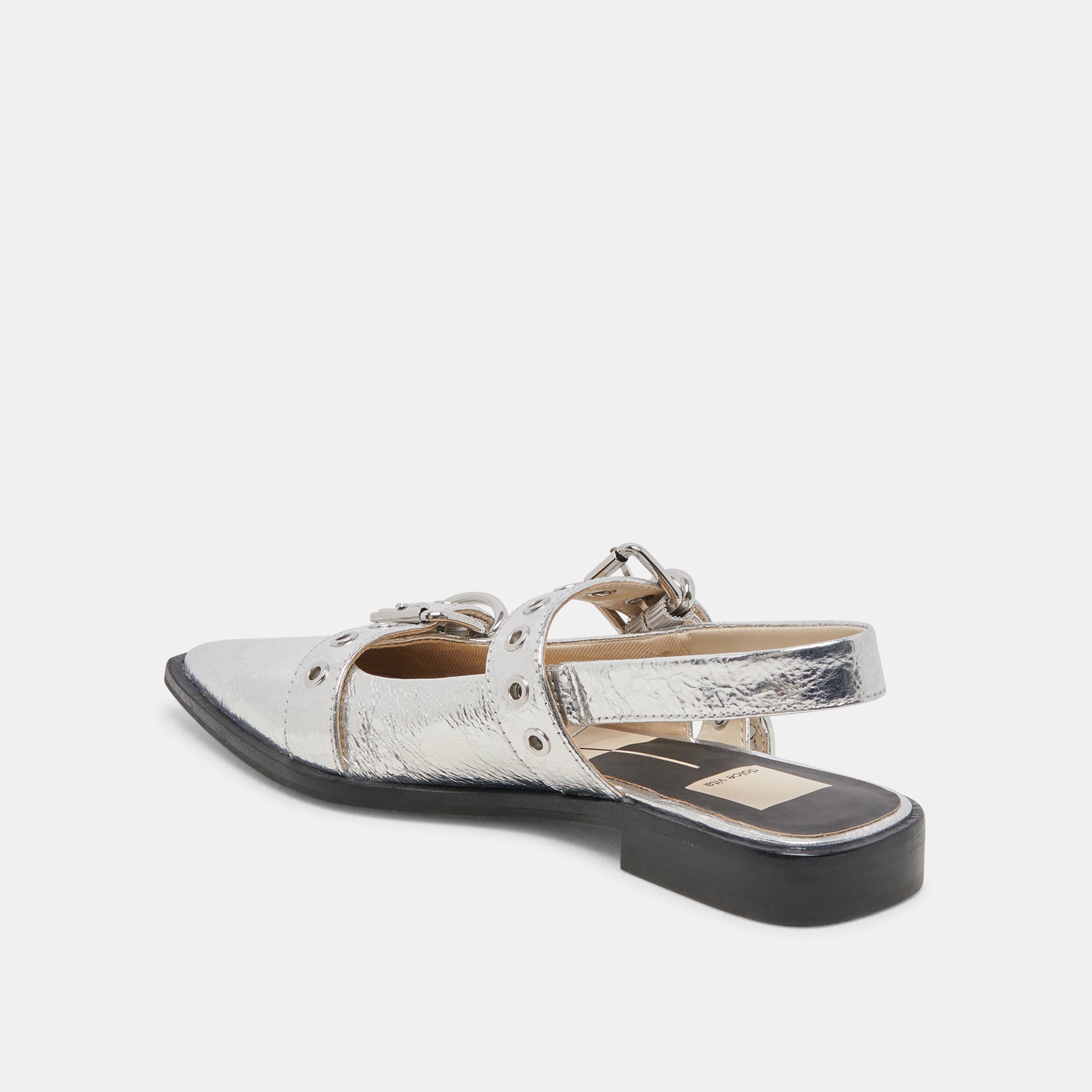 LABELL FLATS Silver Distressed Leather Women's Shoes - Comfortable & Stylish for Casual Wear, Office, and Everyday Outfits