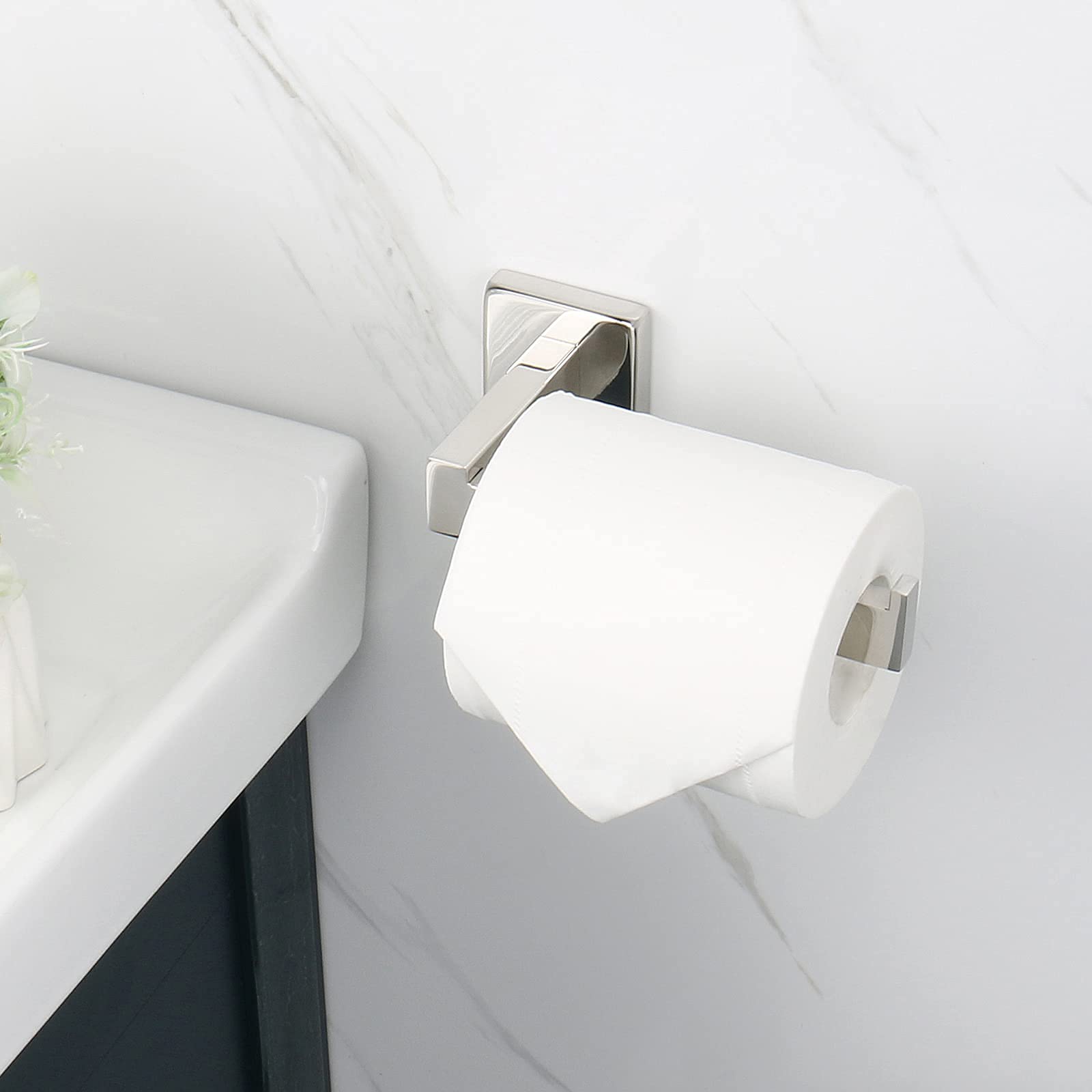 Premium SUS304 Stainless Steel Square Hand Towel Holder & Toilet Paper Holder Set - Rustproof Wall Mounted Bathroom Accessories for Kitchen, Washroom (Chrome Finish) - Perfect for Modern Home Decor & Space Saving Storage