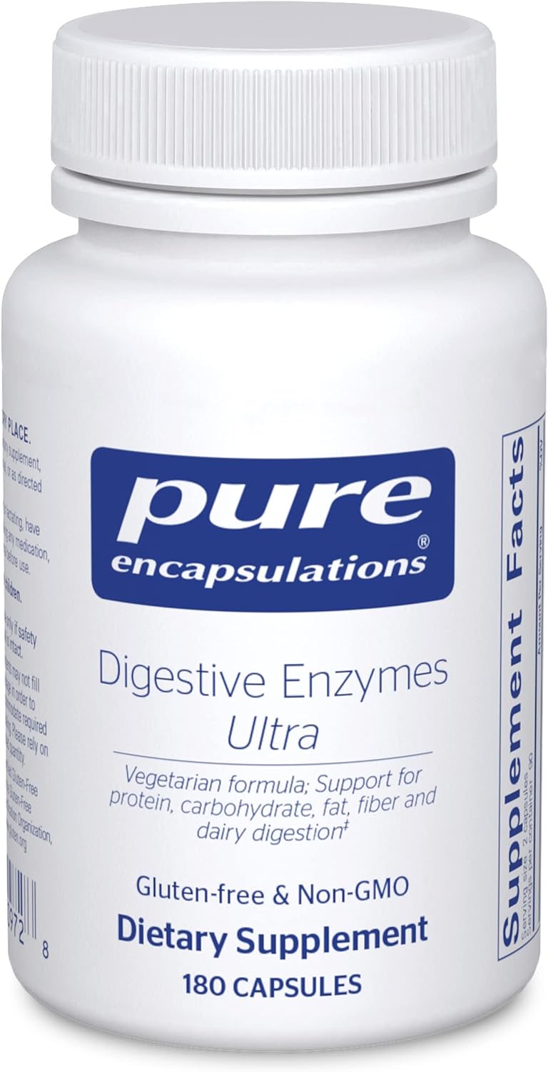 Pure Encapsulations Digestive Enzymes Ultra Supplement - 90 Capsules for Gut Health & Digestion Support - Gluten Free, Non-GMO - Ideal for Bloating Relief & Food Intolerance
