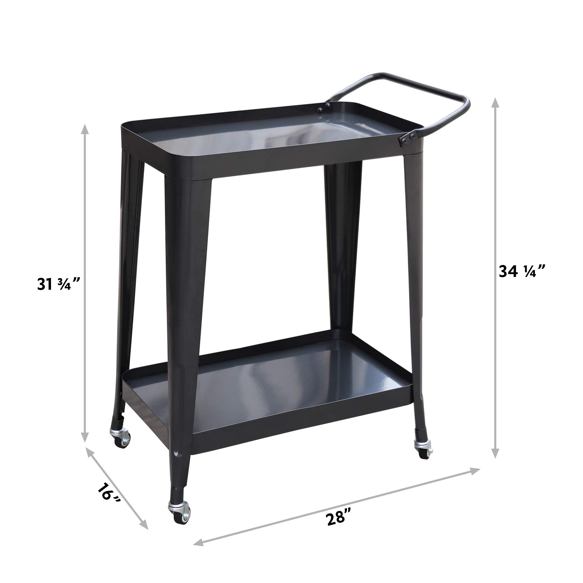 ABBLE 2-Tier Metal Bar Cart with Swivel Wheels - Rolling Kitchen Utility Cart for Storage, Bathroom & Living Room - Glossy Pearl Ash Finish | Perfect for Entertaining, Small Space Organization & Mobile Serving Station