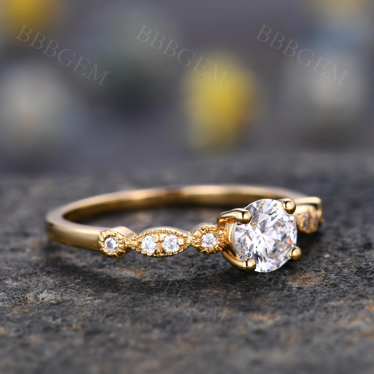 5mm Round Moissanite Marquise Diamond Engagement Ring - 14k/18k Rose Gold Wedding Band for Women - Classic 4 Prong Setting, Perfect for Proposals, Anniversaries & Bridal Jewelry
