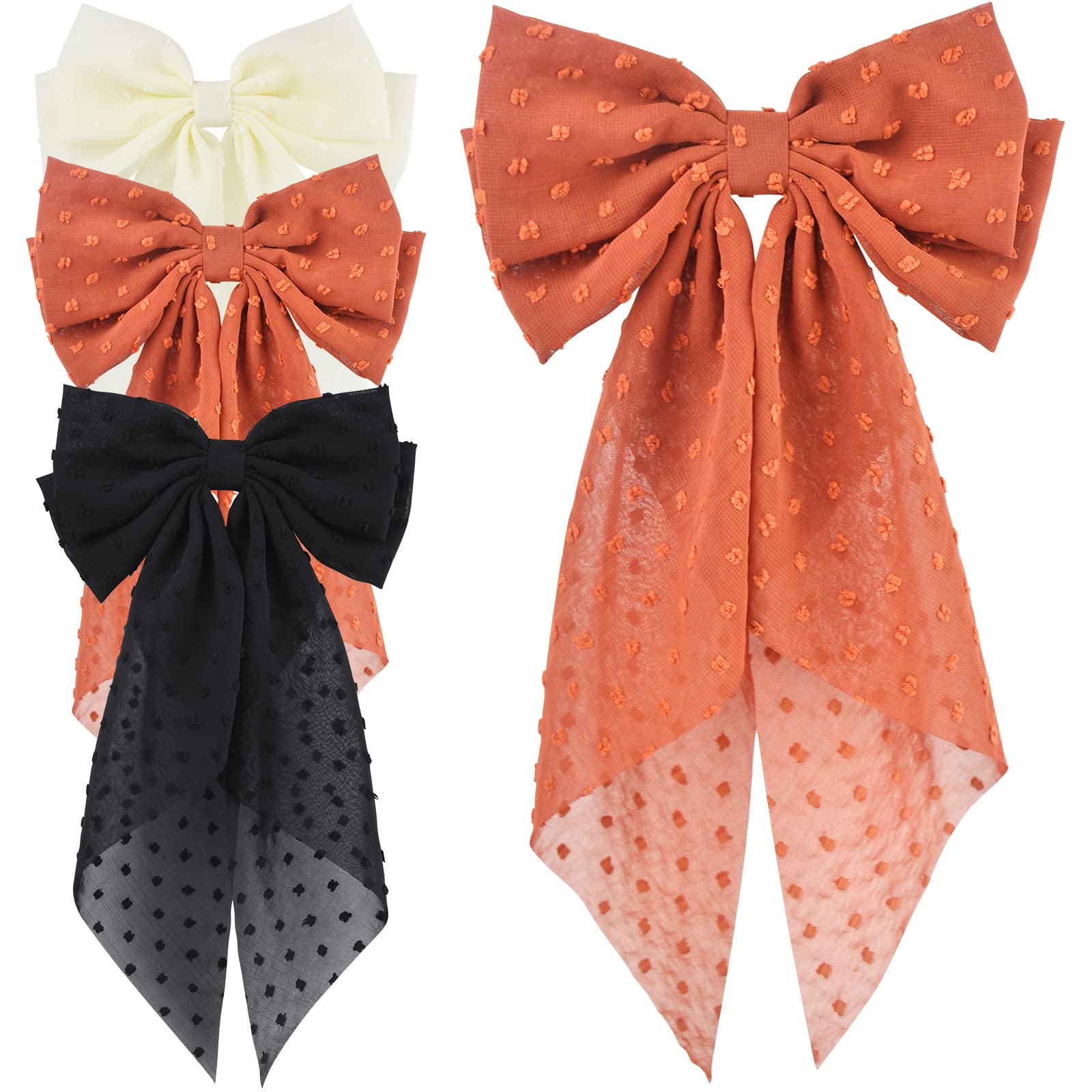 3 Pack Large Hair Bows for Women & Girls - Metal Clip Hair Barrettes with Lace Ribbon, Coquette Aesthetic Hair Accessories for Valentine's Day, Wedding, Birthday & Vacation | Perfect for Parties, Photo Shoots & Everyday Elegant Style