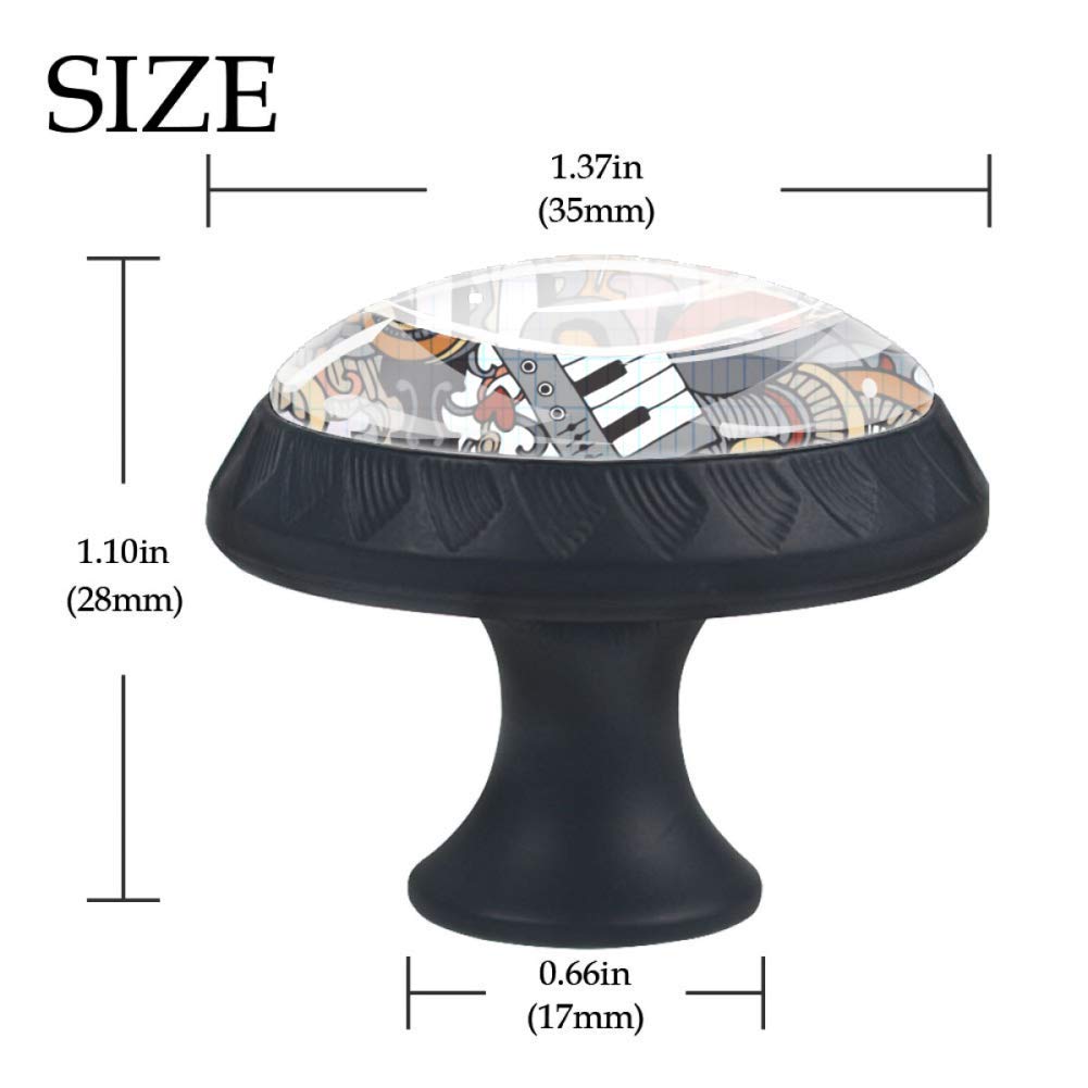 4 Pcs Crystal Glass Cabinet Knobs - Abstract Music Design for Kitchen & Bathroom Drawers