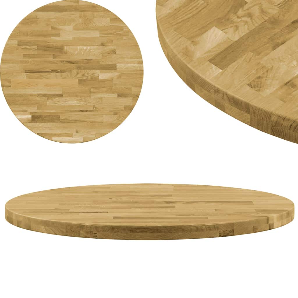 Rustic Solid Oak Wood Round Dining Table Panel - 35.4