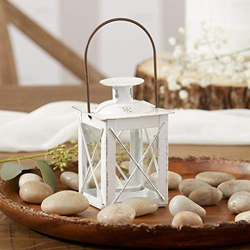 Kate Aspen Decorative Lanterns - Set of 24 White Distressed Metal Candle Holders for Wedding Centerpieces, Home Decor, Party & Outdoor Lighting - 4.5