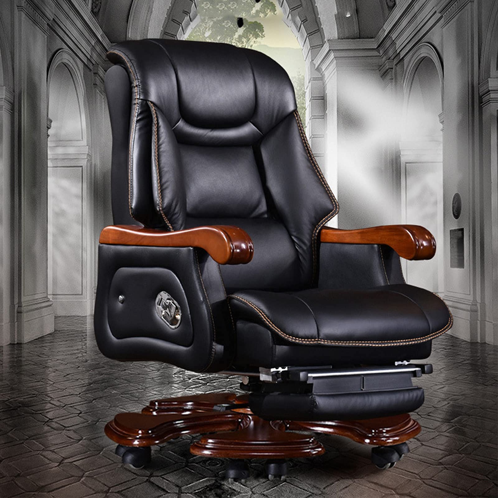 Xinmier Adjustable Reclining Office Chair with Footrest - Ergonomic Desk Chair for Home & Office