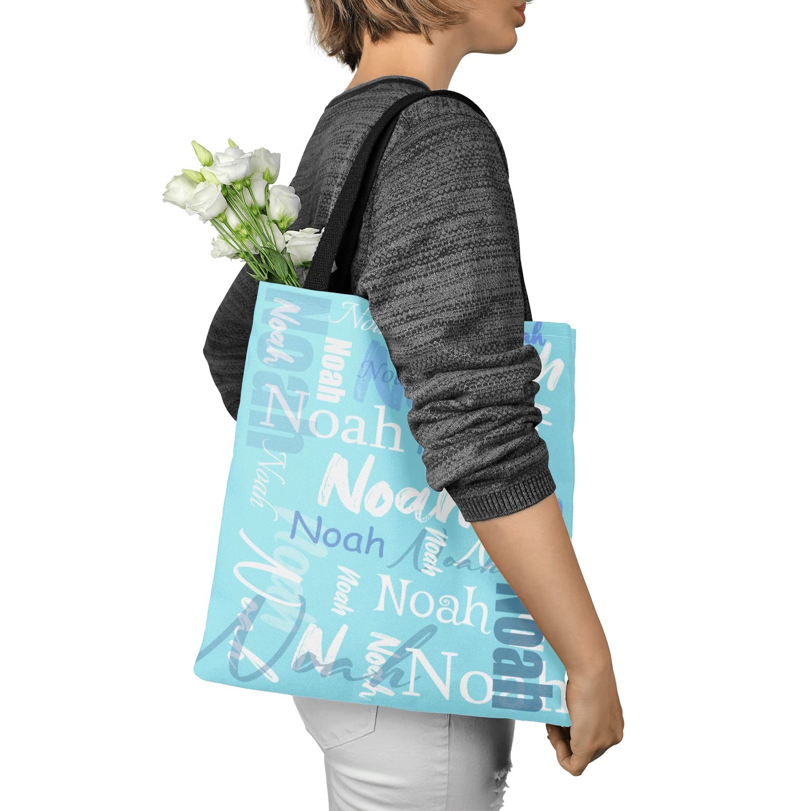 Custom Personalized Tote Bags for Women - Monogrammed Name Tote Bag Gift for Birthday, Christmas, Valentines Day - Perfect for Shopping, Beach, Work & Travel