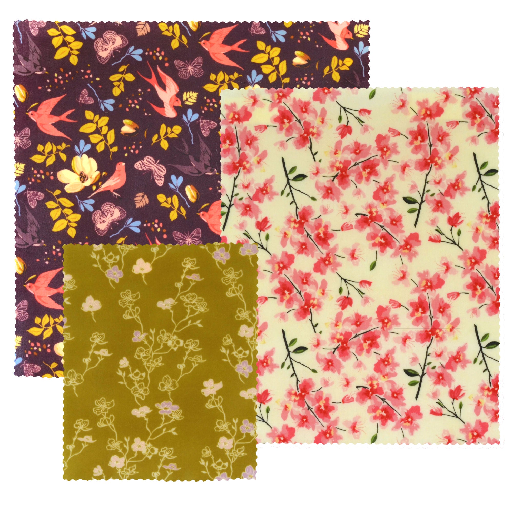 Eco-Friendly Beeswax Food Wraps Set of 3 - Reusable & Sustainable Food Storage for Sandwiches, Fruits & Leftovers - Natural Alternative to Plastic Wrap