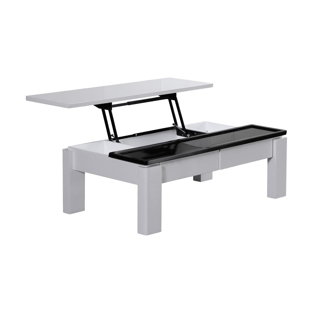 Modern Lift-Top Coffee Table with High Gloss Finish - Black & White MDF Design with Hidden Storage | Perfect for Small Living Rooms, Apartments & Home Offices