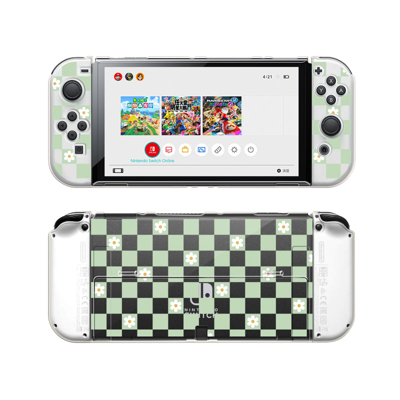 Checkered Flowers Protective Case for Nintendo Switch - Durable Cover for Gaming, Travel & Everyday Use