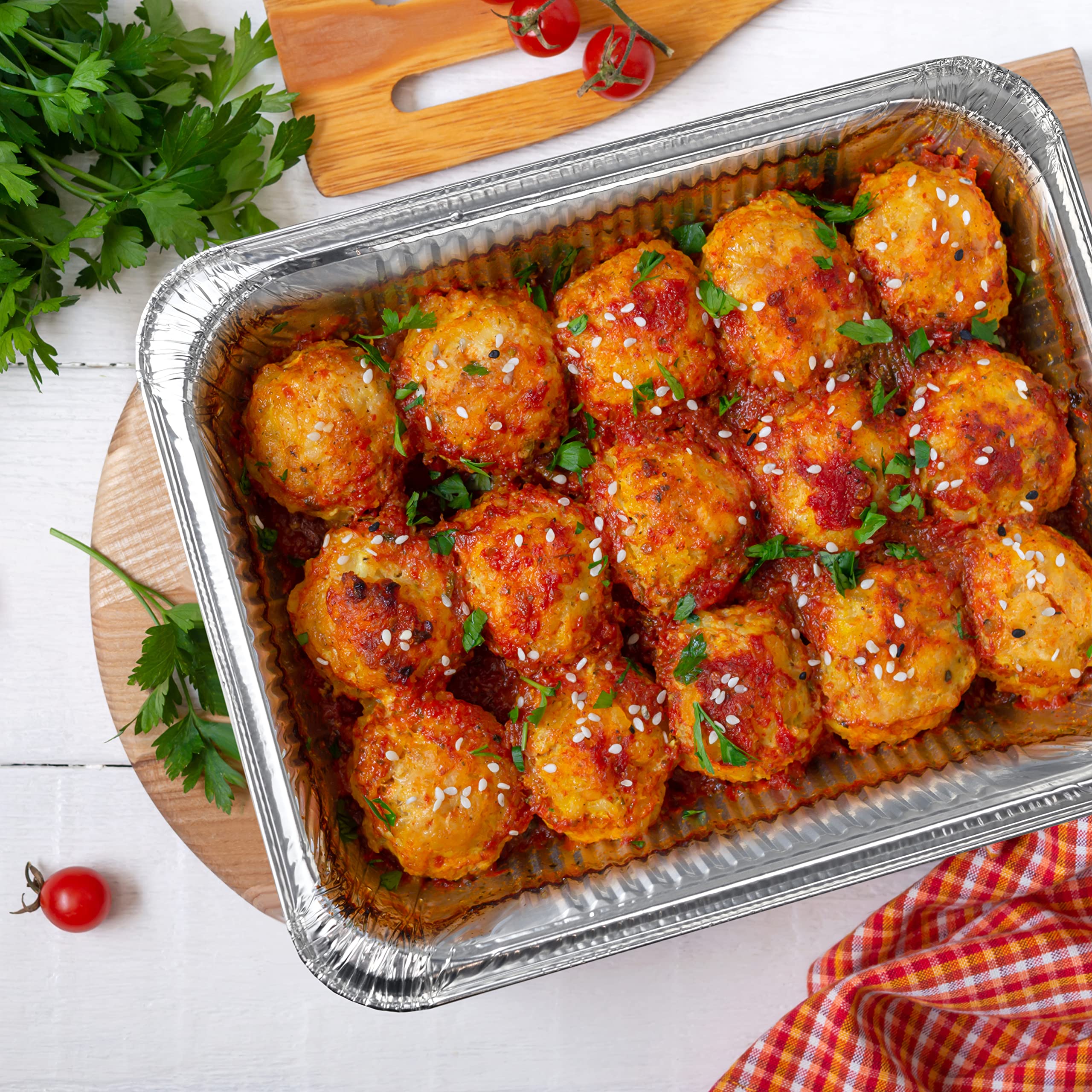 30 Pack Heavy Duty Aluminum Foil Pans with Lids - 9x13 Inch Disposable Baking Pans for Cooking, Meal Prep & Leftovers | Freezer Safe, Catering Supplies & Takeout Containers | Perfect for Parties, BBQ & Food Storage