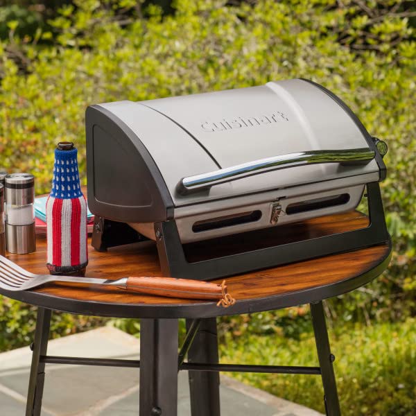 Cuisinart Grillster Portable Gas Grill - 8000 BTU Stainless Steel Compact BBQ with Locking Lid & Dishwasher Safe Cooking Grate - Perfect for Camping, Tailgating, Picnics & Outdoor Cooking