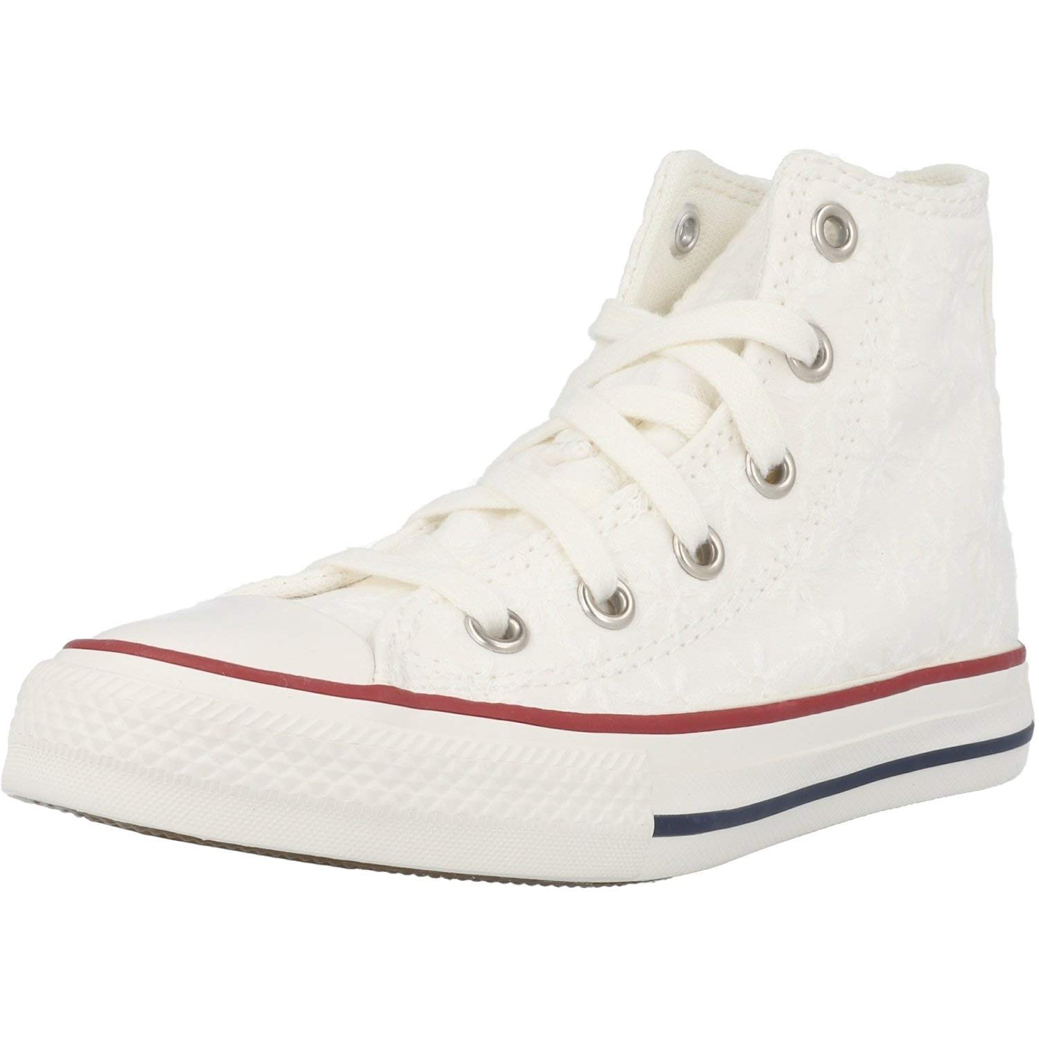 Converse Chuck Taylor All Star Little Miss Chucks Hi-Top Sneakers - White/Midnight Navy Cotton - Size 11.5 US Kids - Classic Unisex Canvas Shoes for School, Play & Everyday Wear
