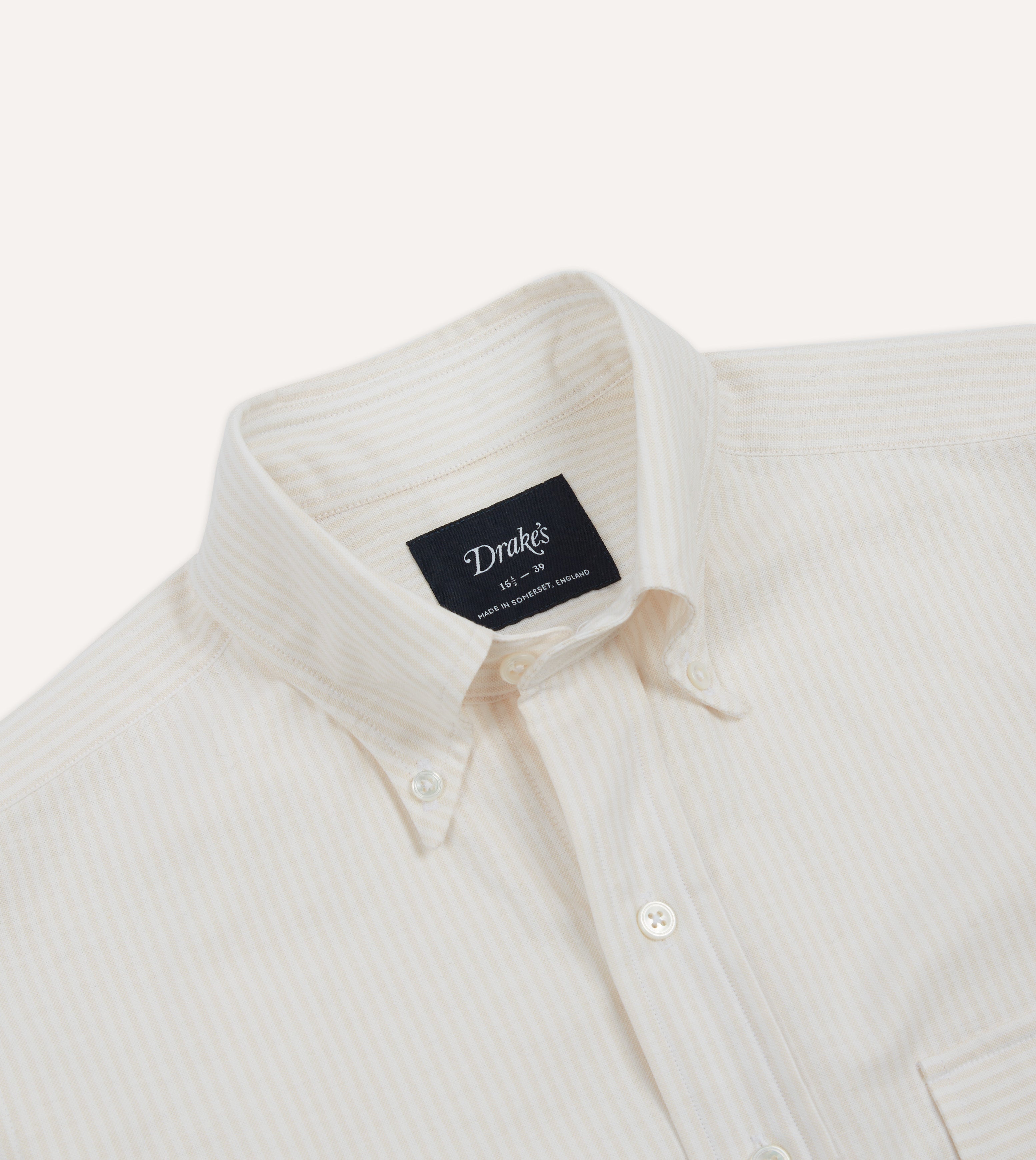 Premium Cream Ticking Stripe Cotton Oxford Button-Down Shirt with Chest Pocket | Classic Casual & Business Wear for Men | Office, Date Night & Weekend Outfits