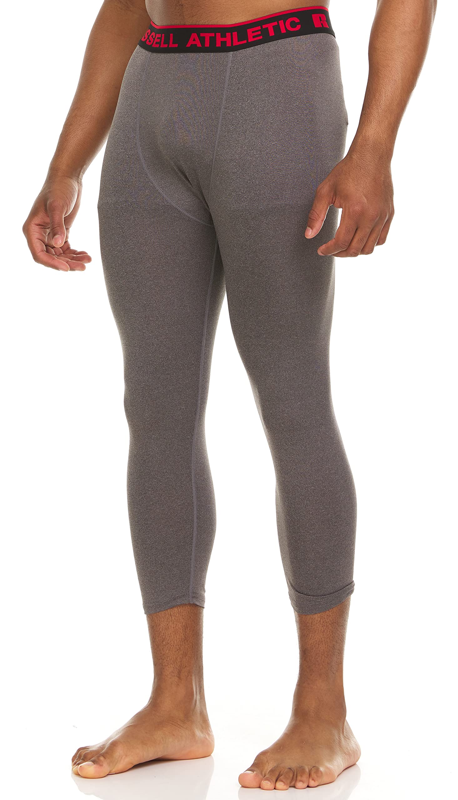 Russell Athletic Men’s Compression Pants - 3/4 Length Performance Leggings for Running, Workout, Yoga & Basketball | Moisture-Wicking Baselayer with Muscle Support | Ideal for Gym, Training & Sports Recovery