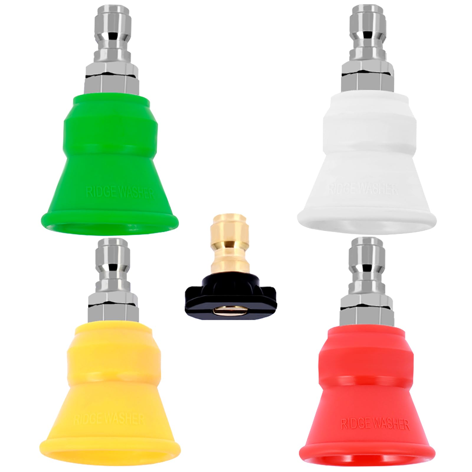 5Pcs Stainless Steel Pressure Washer Nozzle Tips Set with Rubber Protective Cover - 0°/15°/25°/40° Nozzle Angles for Car Washing, Driveway Cleaning & Outdoor Surface Cleaning (Aperture 030) - Durable Nozzle Guards for Safe High-Pressure Cleaning